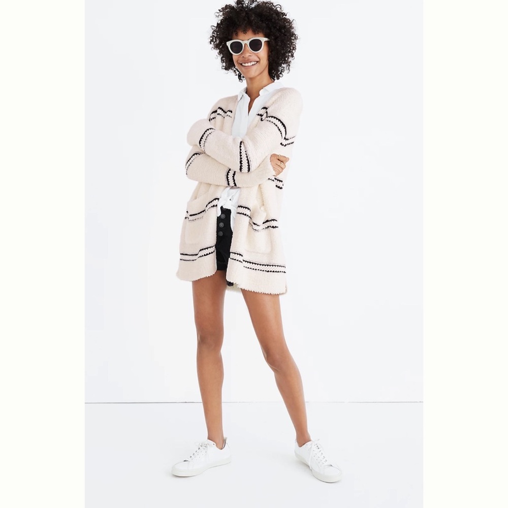 Madewell / Striped Bouclé Cardigan Sweater